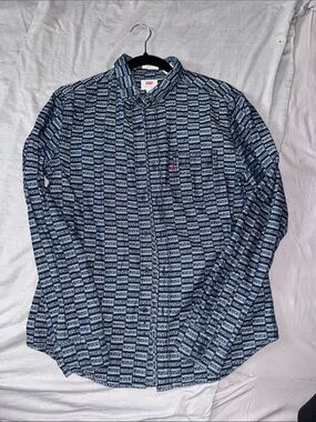 Levi's Men's / Women’s Navy Patterned Button-Down Shirt
